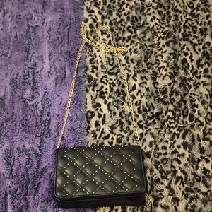 Black Quilted Chain Crossbody
